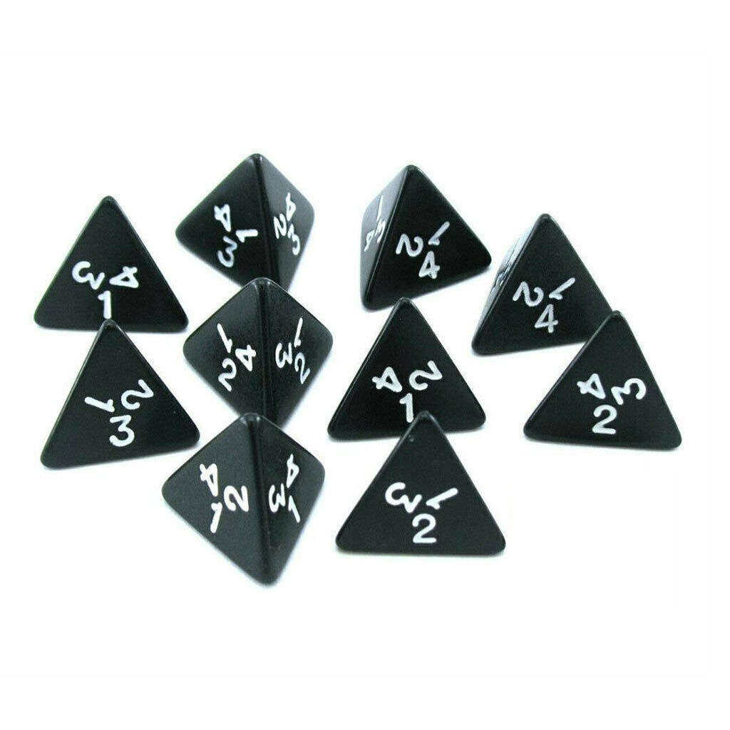 10x D4 Dices 4 Sided Dice for DND RPG Board Game Casino Supplies Props Black