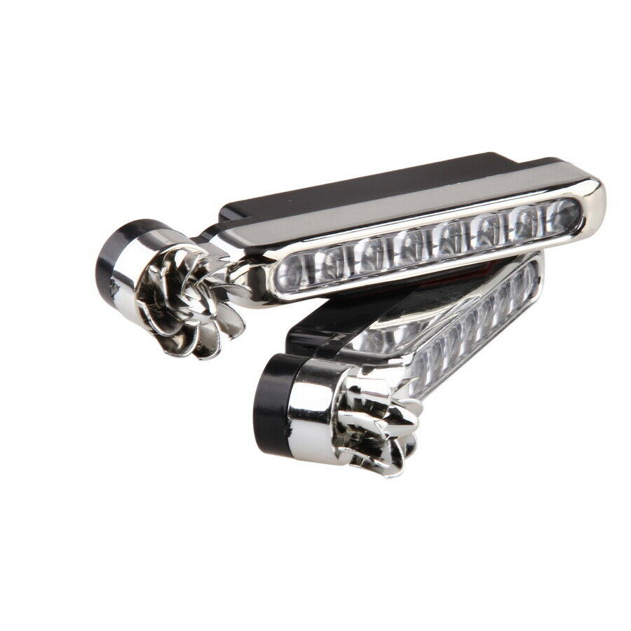 2PC Car Wind Powered 8 LED Daytime Running Light Fog Motor Head Lamp Bulbs White