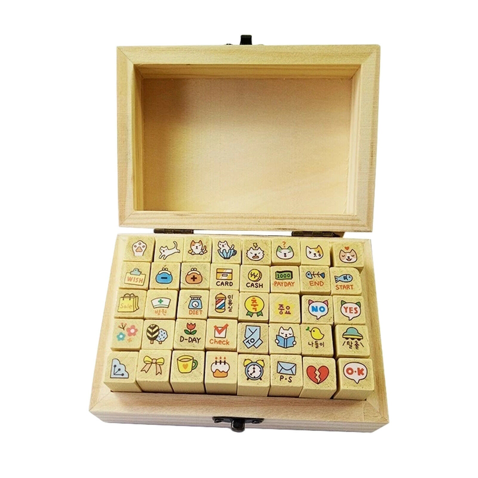 Cute Cartoon Stamps Set Multipurpose DIY Diary Cards Cat Stamps Craft, 40 pcs