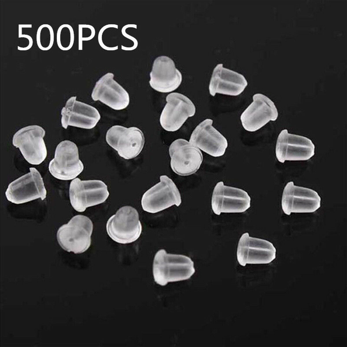 500PCS Silicone Earring Back Plugs Stoppers Ear Post Nuts 4MM Jewelry Findings