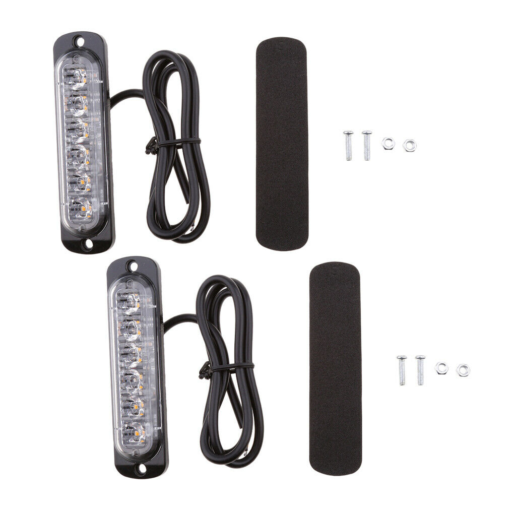 2pc 4.3" 6 LED Car Emergency Beacon Warning Hazard Flash Strobe Light Bar