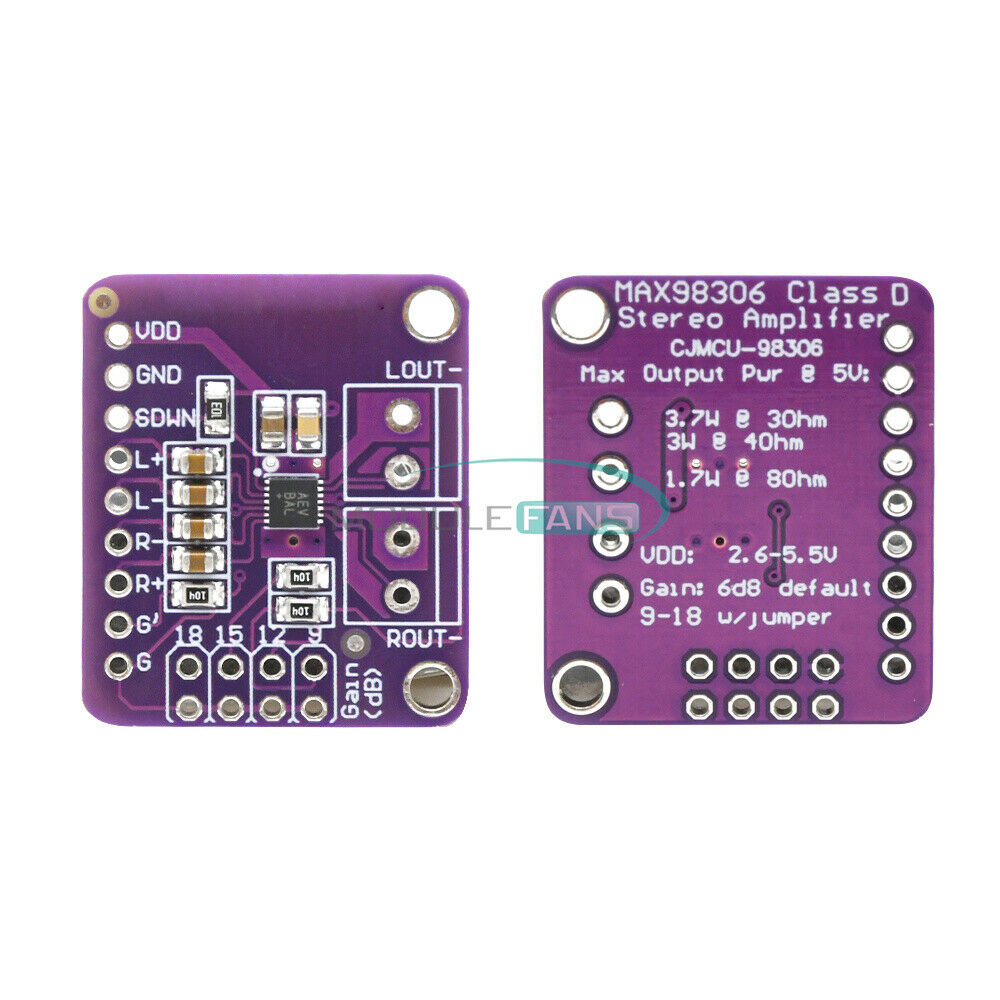 Stereo Class D Amplifier Breakout Board Class MAX98306 Sensor AB Audio 3.7W