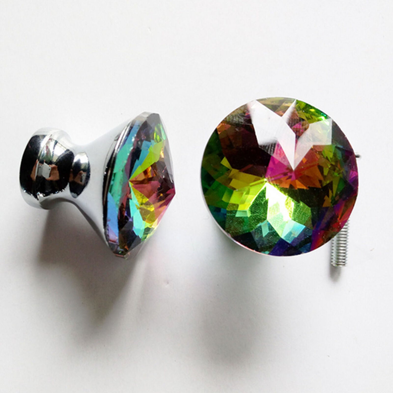 5X Crystal Glass Door Knobs Drawer Cabinet Furniture Cabinet Handle Knob Decor