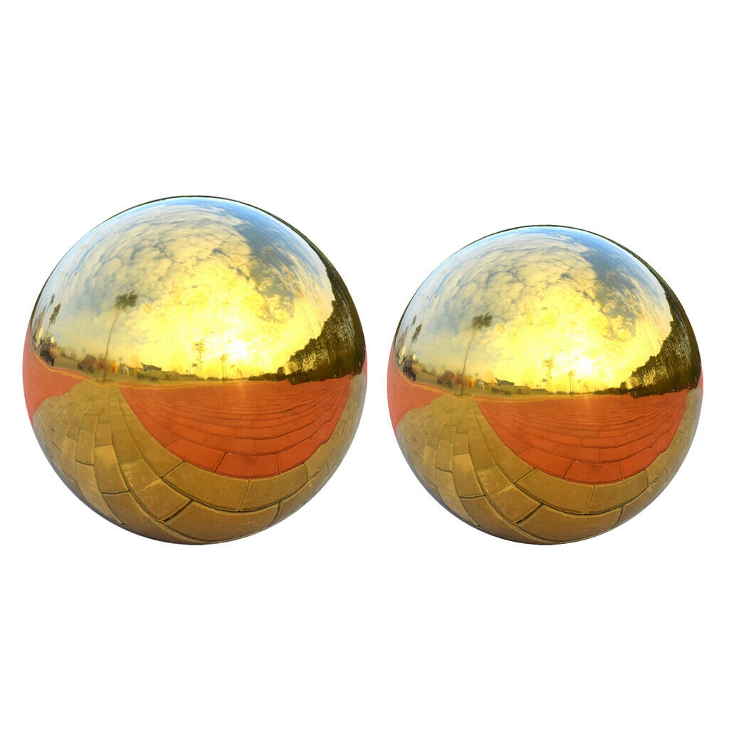2Pcs - 304 Stainless Steel Gazing Ball Seamless Mirror Balls Sphere Hollow Ball