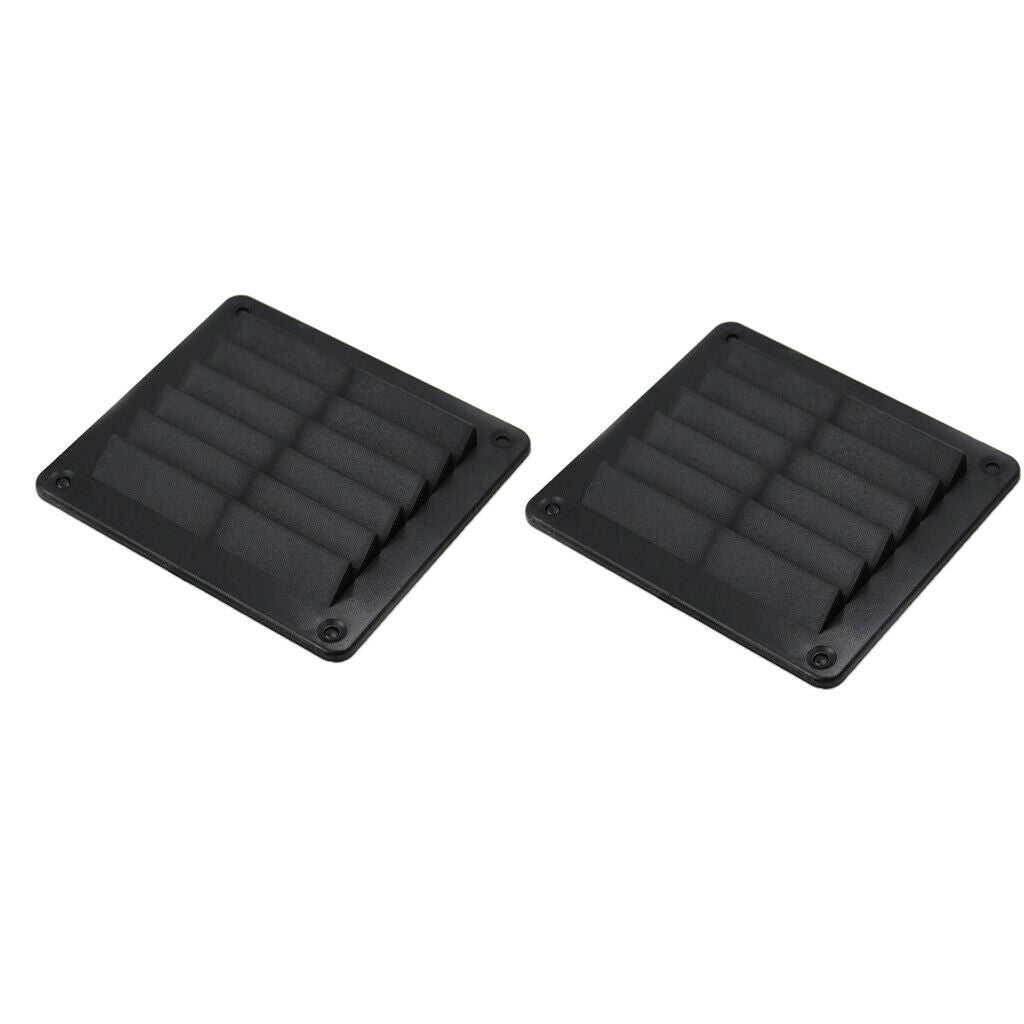 2x Plastic Louver Wall Vent Ventilation Black Yacht Caravan Camper Accessory