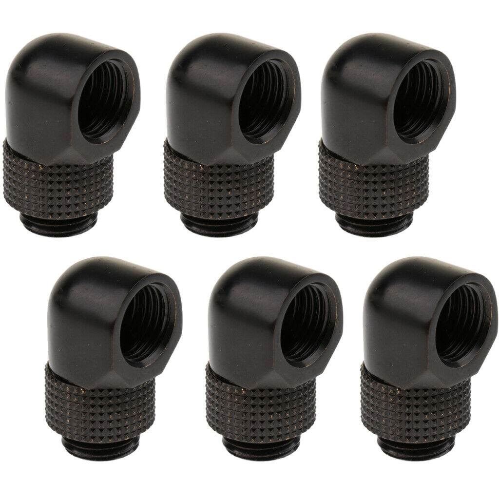 6 pcs G1/4 90 Degree Rotary Male to Female Fitting Adapter for Water Cooling