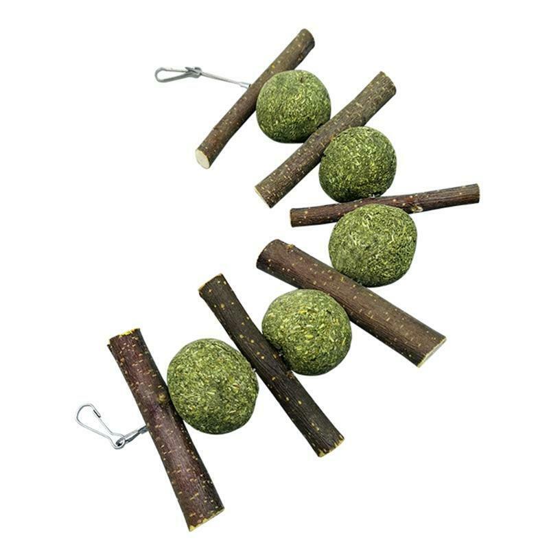 Bunny Chew Toys Wood Branches Grass Balls Rabbit Hay Treat for Teeth Clean