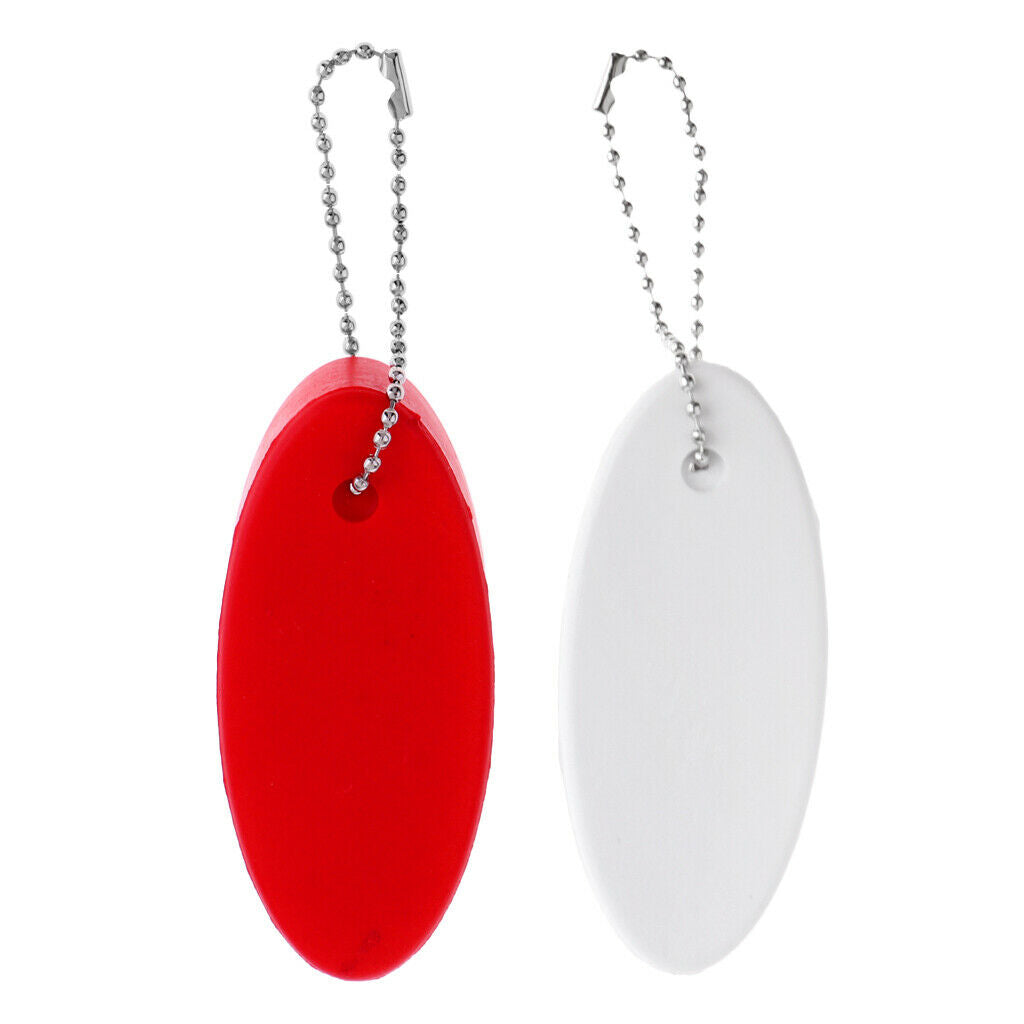 2x Safety Water Floating Boating Foam Keychain Keyring With Steel Ball Chain