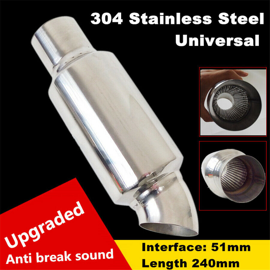 2 Inch Round Car Exhaust Pipe Sound Tuning Muffler Polished Bent Downpipe Branch