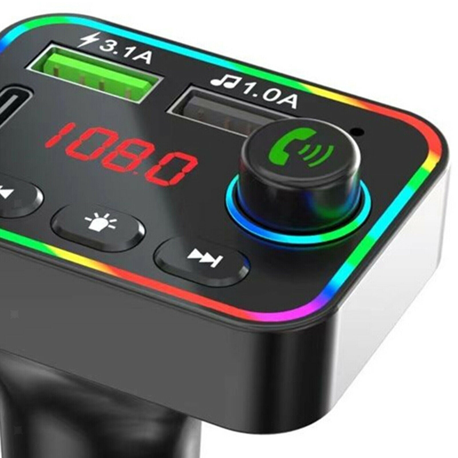 Quick 3.1 Fast Car Charger FM Transmitter Cigarette Lighter Voltage Display