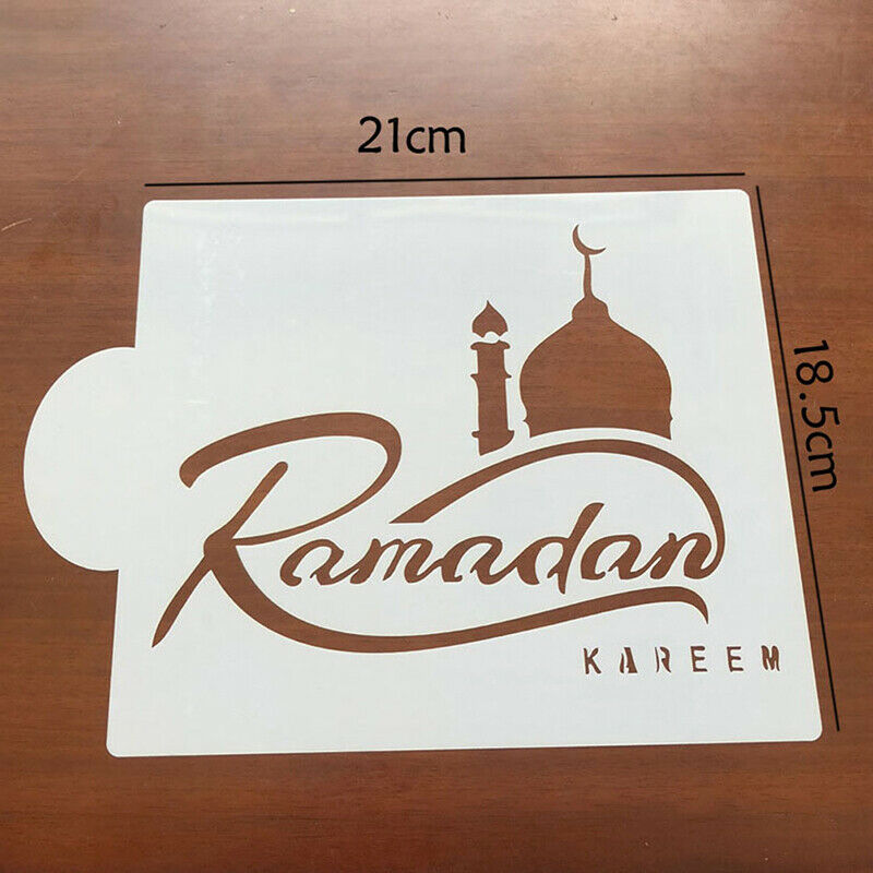 6Pcs/Set Eid Mubarak Ramadan Coffee Flower Spray Stencils Cake Decorating.l8