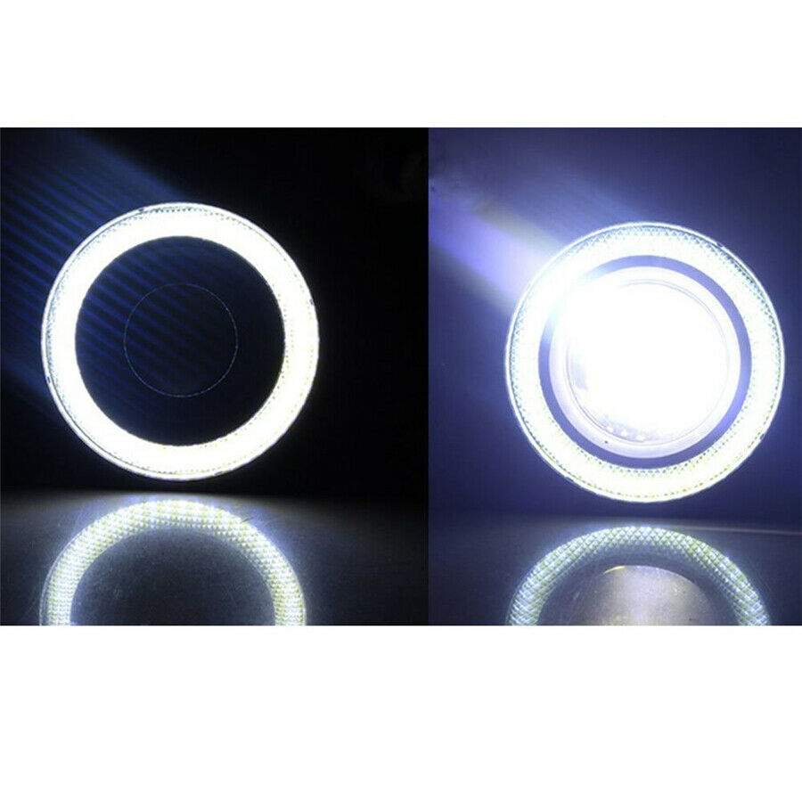 Universal Pair 3.5" COB LED Fog Light Projector  White Angel Eyes Halo Ring DRL