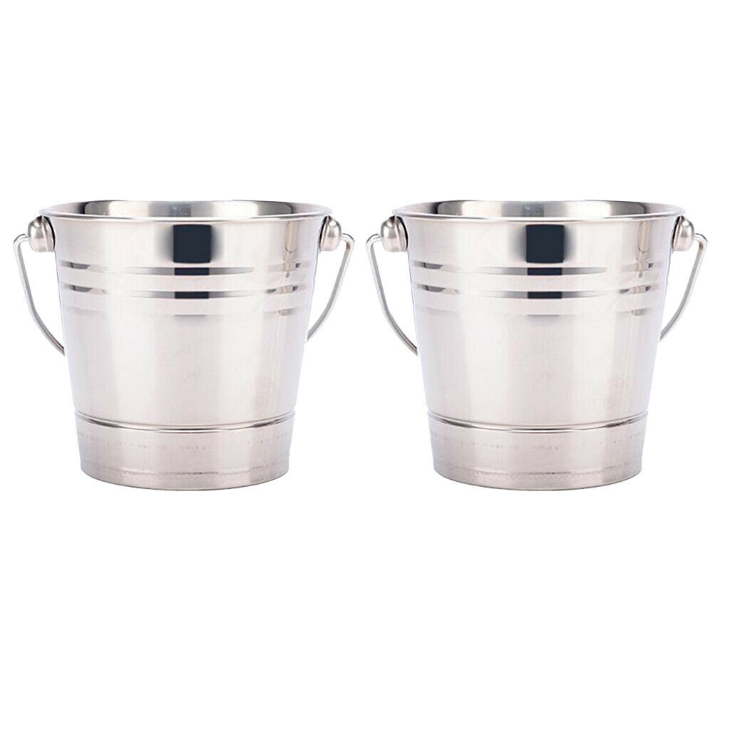 2x Polished Ice Bucket Champagne Cooler Portable Party Cafe Bar Supply 1.5L