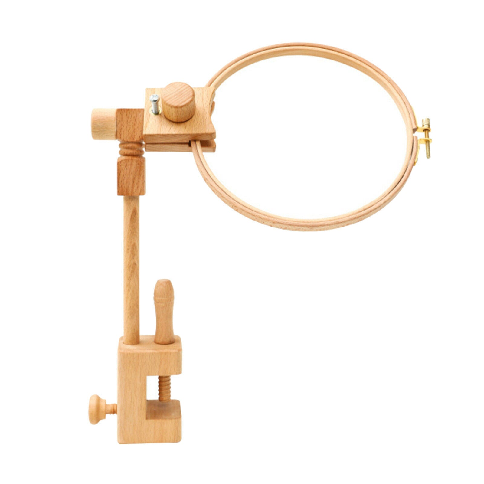 Beech Wood Embroidery Hoop Stand 360 Rotation Adjustable Cross Stitch Frame