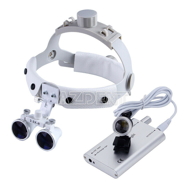 Dental Surgical Headband Binocular Loupes Magnifier 3.5X-R / Head Light Lamp