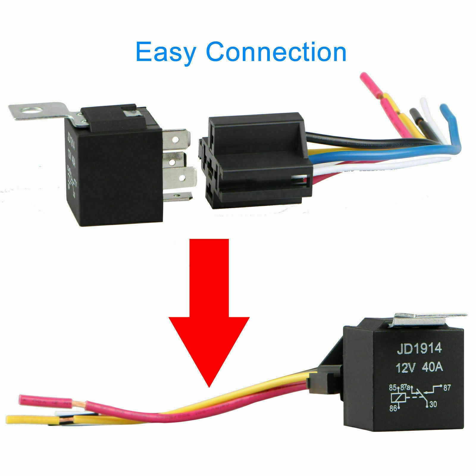 5x 40A 12V 5Pin DC Car Automotive SPDT Relay Switch Harness Socket Waterproof