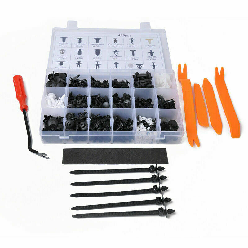 435x Car Door Panel Retainer Push Pin Trim Rivet Screw Clip Fastener w/ Tool Kit