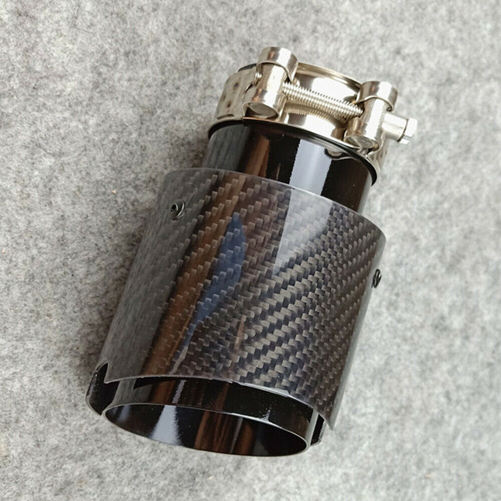 63mm INLET Car Exhaust Muffler Tail Pipe Carbon Fiber Stainless Steel Universal