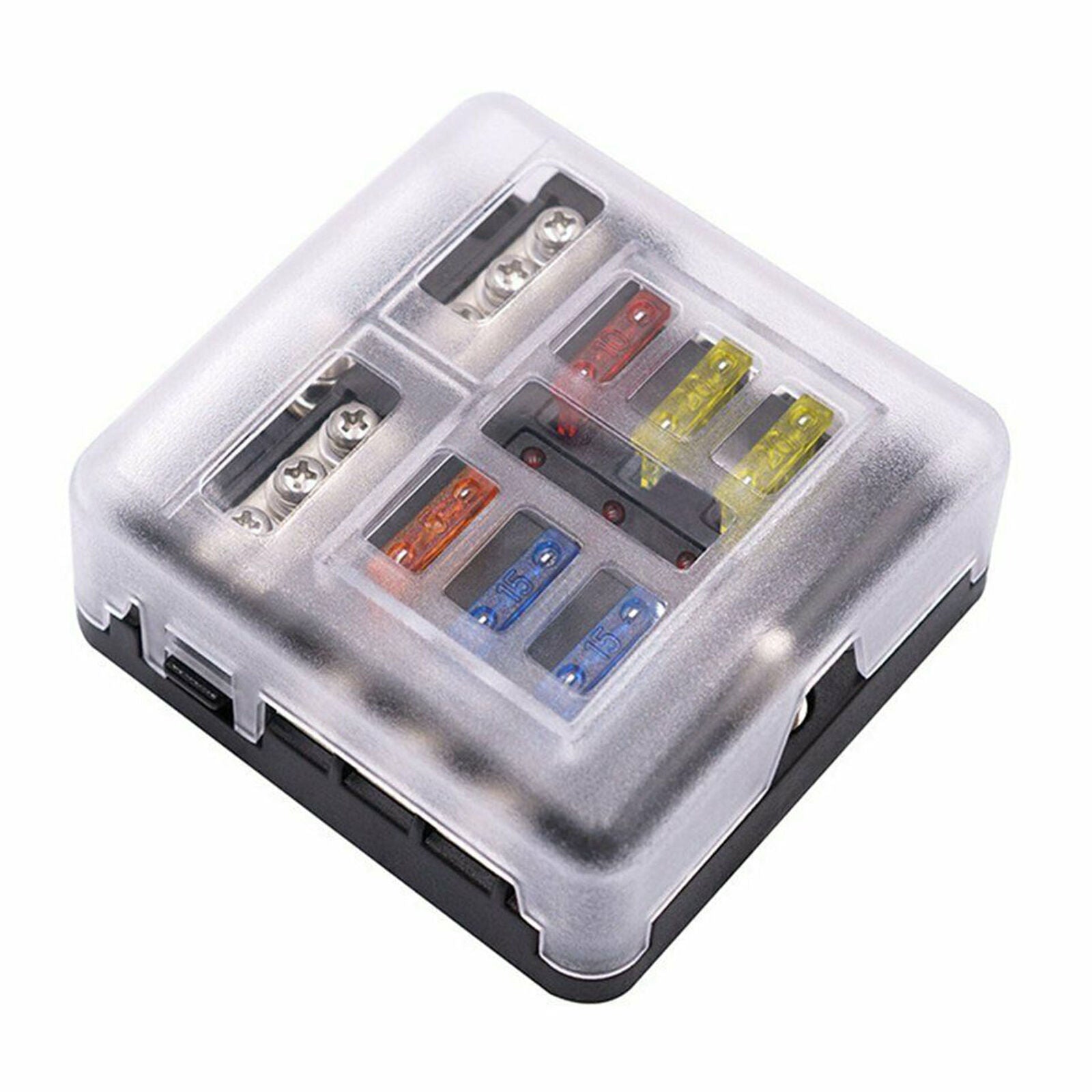 12V 24V Car Marine 6 Way Auto Blade Fuse Box Block Holder with LED Indicator