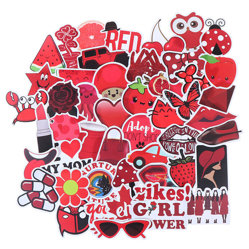 50Pcs Cartoon Red Girls Stickers DIY Suitcase Laptop Guitar Bicycle Car Dec _DD
