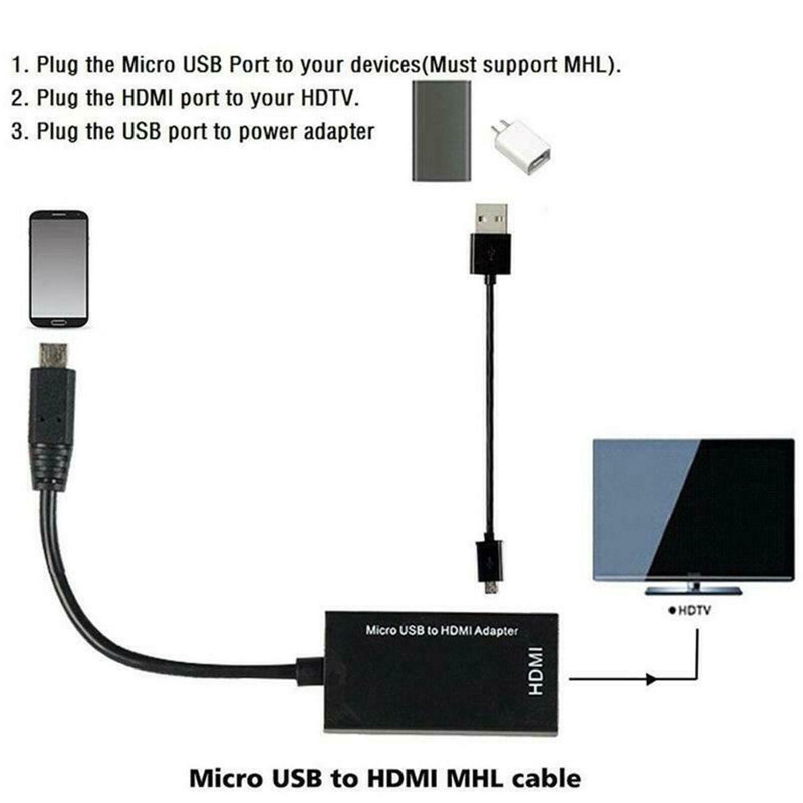 Micro USB to HDMI 1080P MHL HDTV Cable HDMI Female to Male Adapter For Android
