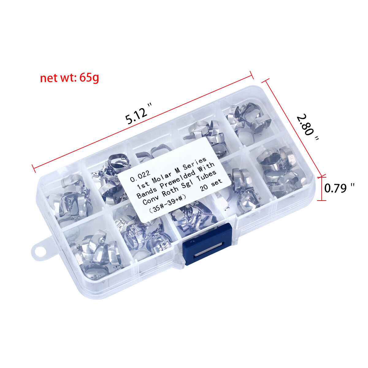 Dental Orthodontic 1st Molar Bands Prewelded Conv Roth.35#-39+# M series Bands