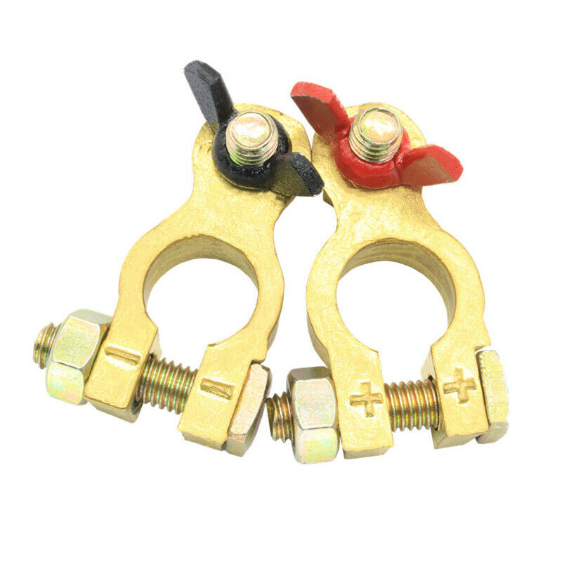 Car Battery Pure Copper Cable Terminal Clamp Clips Connector Negative + Positive