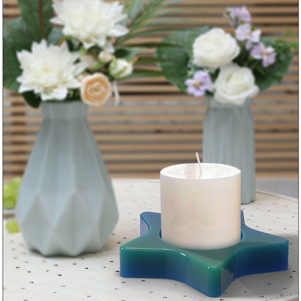 DIY Epoxy Silicone Mold Five-pointed Star Candle Holder Base Home Decor Craft