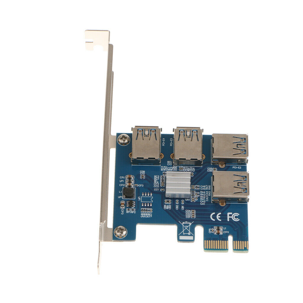 4-Port USB PCI-E X1 to PCI-E X16 Express Card Controller Adapter Mining Card