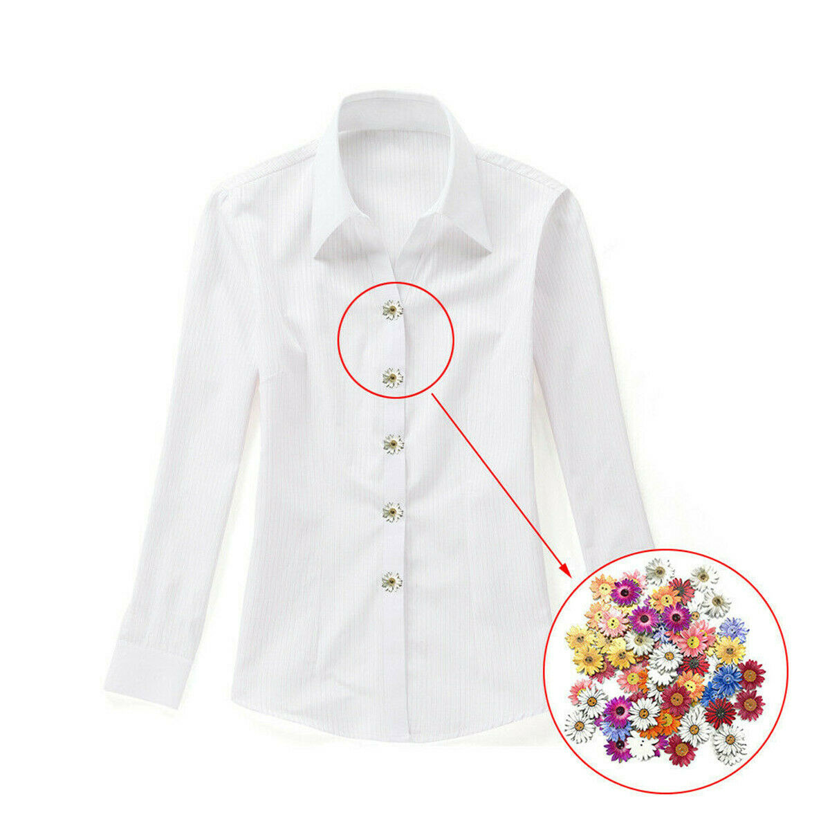 50pcs Wooden Buttons Sewing 2-holes Scrapbooking Button Crafts Flower Shape DIY