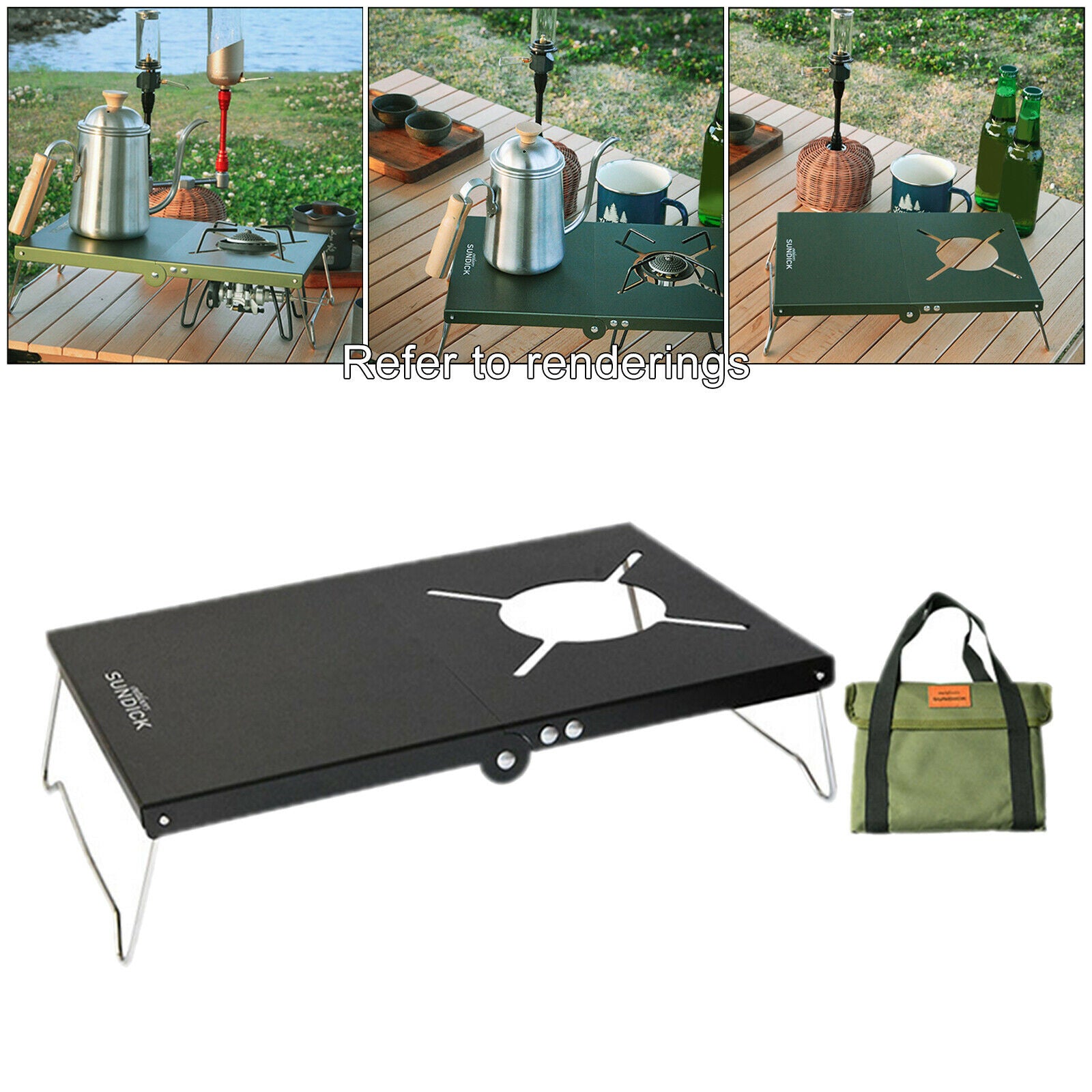 Outdoor Camping Gas Burner Cooker Stand Holder Grill Desk Hiking RV Black
