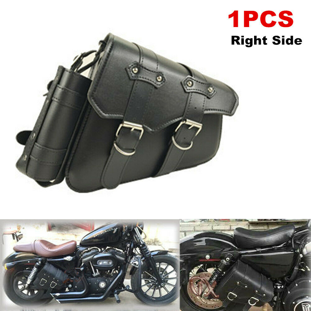 1PCS Motorcycle Right Side Saddlebag PU Leather Bottle Tool Bag Luggage Large