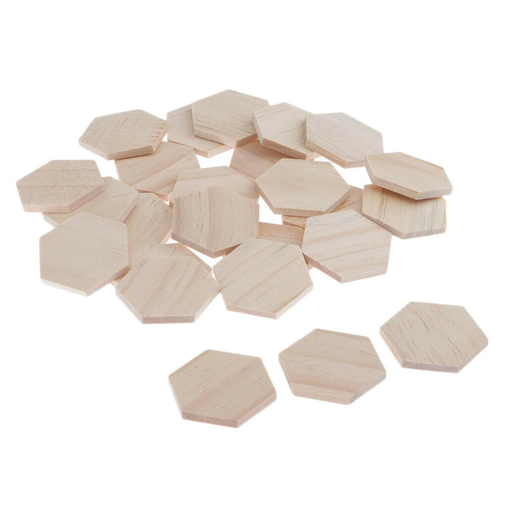 25pack Hexagonal Shape Wooden Pieces DIY Craft Embellishment for Cardmaking