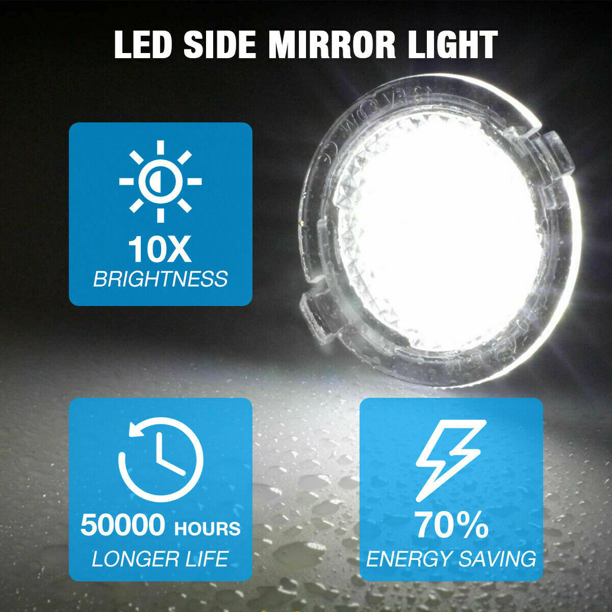 Xenon White LED Puddle Lights For Ford Taurus Edge Flex F150 Side Mirror Lights