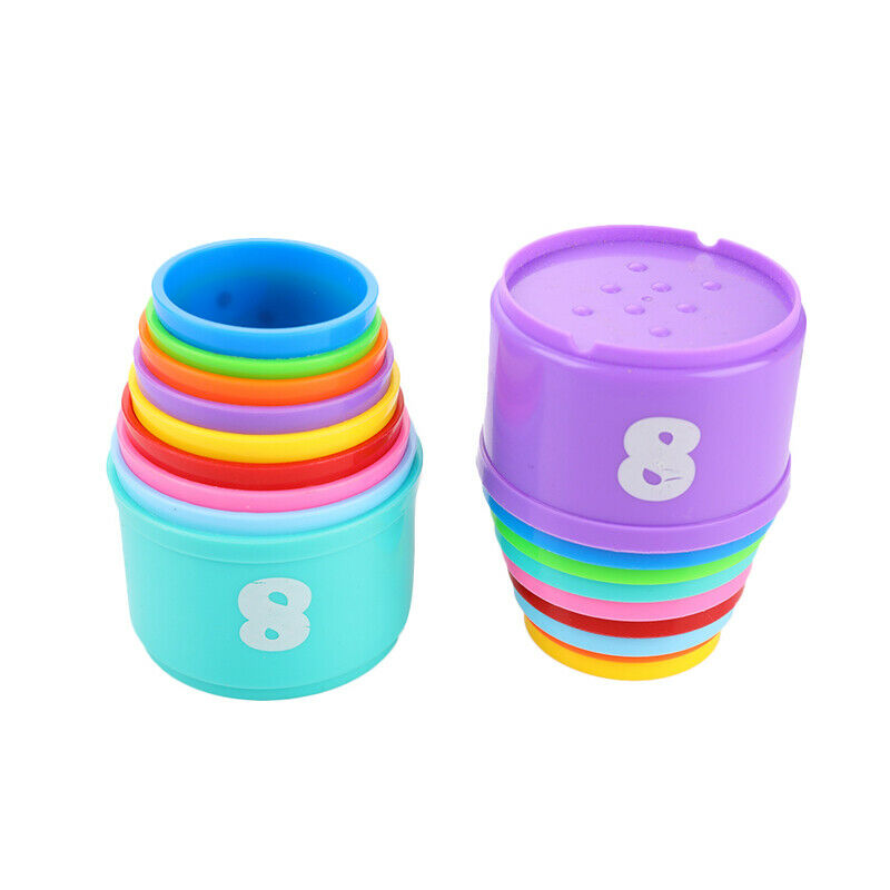9PCS Educational Baby Toys Folding Stack Cup Tower Children Early Intelli.l8