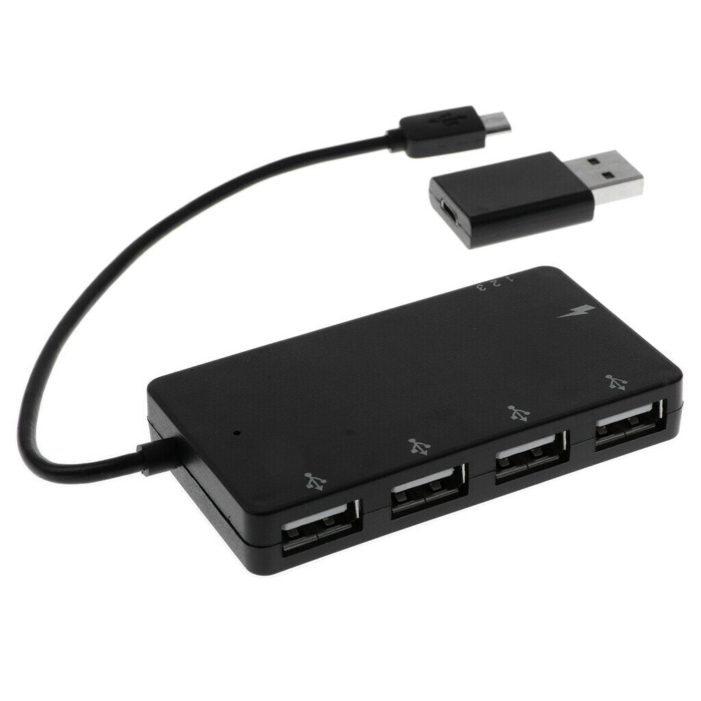 4in1 Male to Female Micro USB2.0 to USB Type-A Power Charger Host OTG Hub Cable