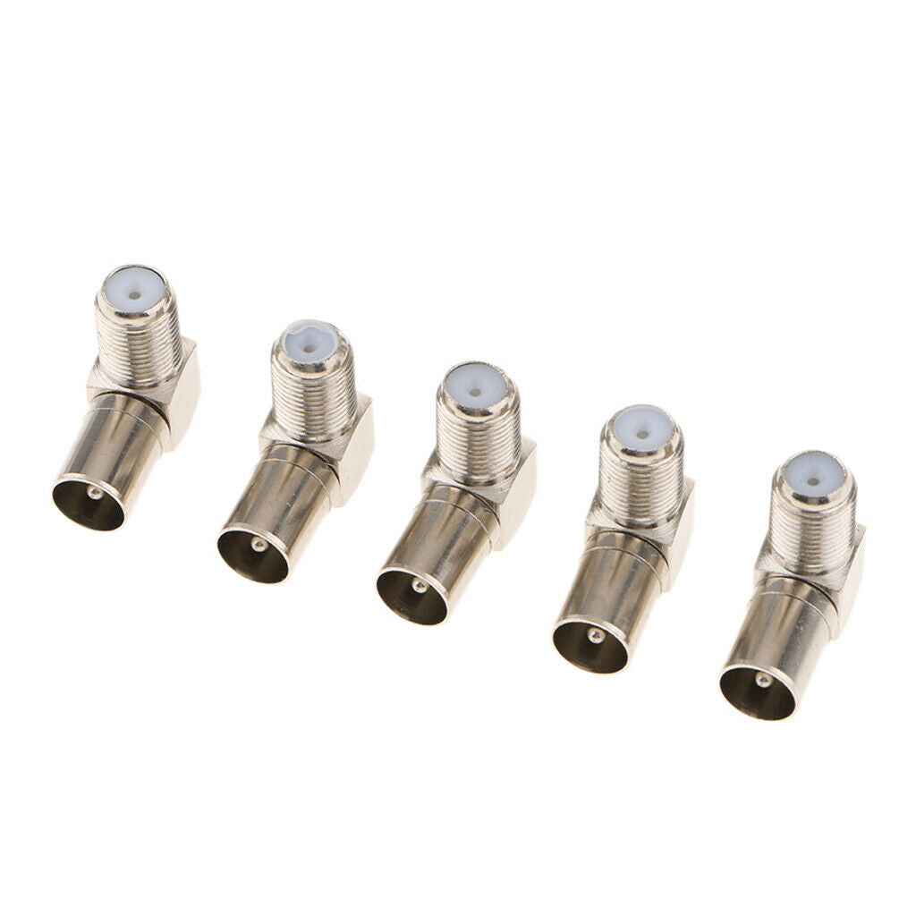 5 Packs F Female   to RF Male Right Angled RF Coaxial Adapter Connectors