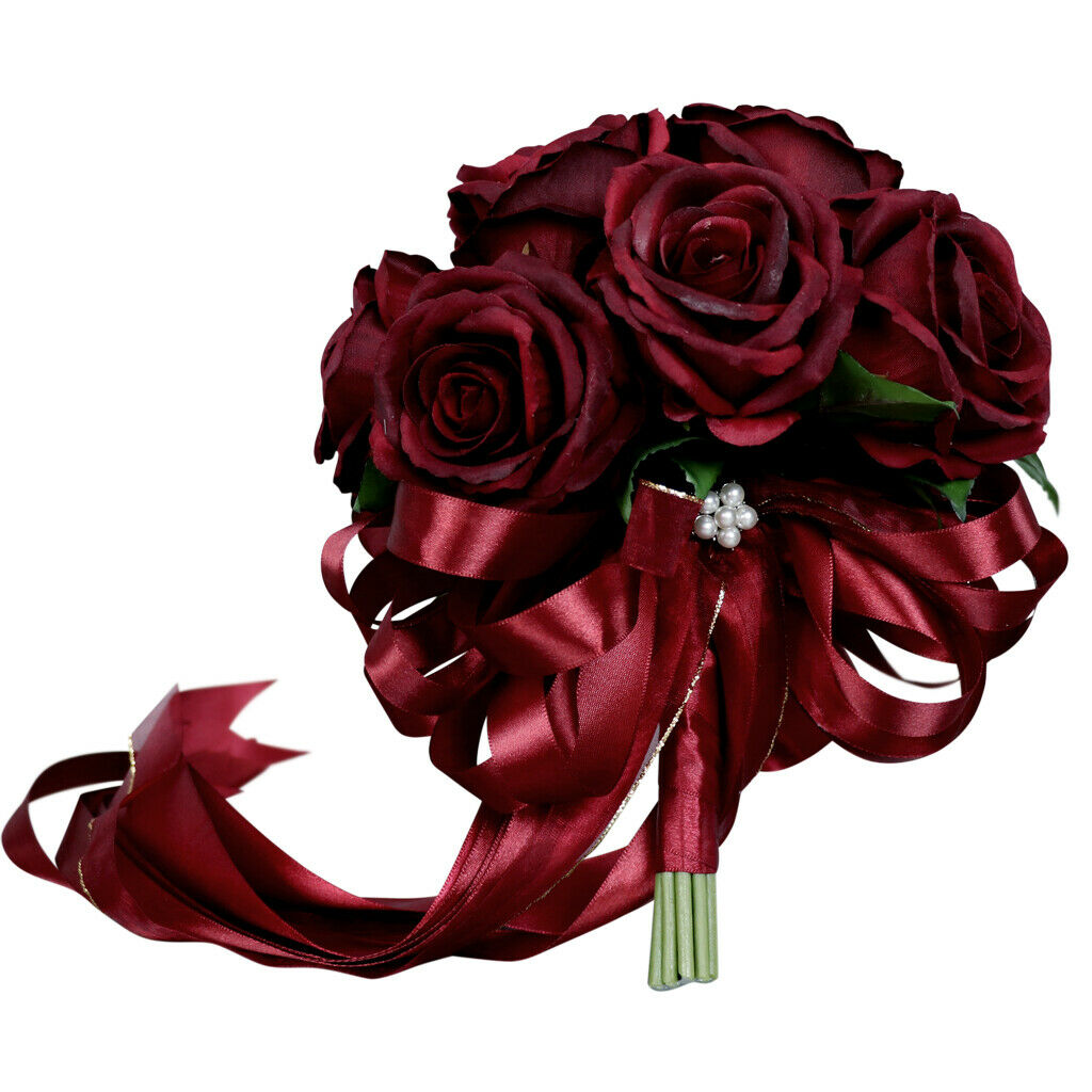Romantic Silk Bridal Rose Wedding Bouquet Bride/Bridesmaid Hand Flowers