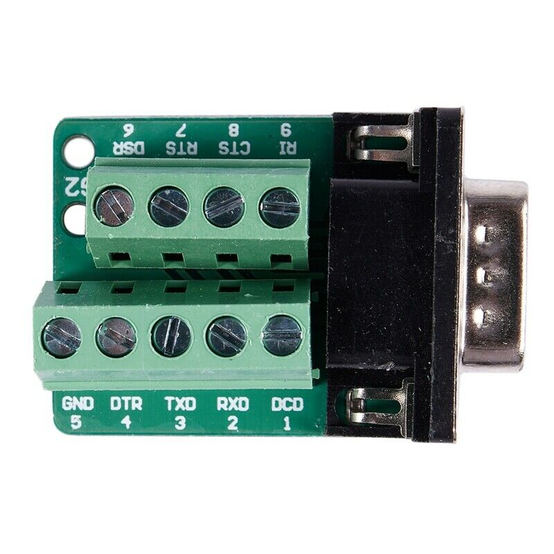 DB9 D-SUB 9 Pin Male Adapter RS232 to Terminal Connector Signal Module Green CP3