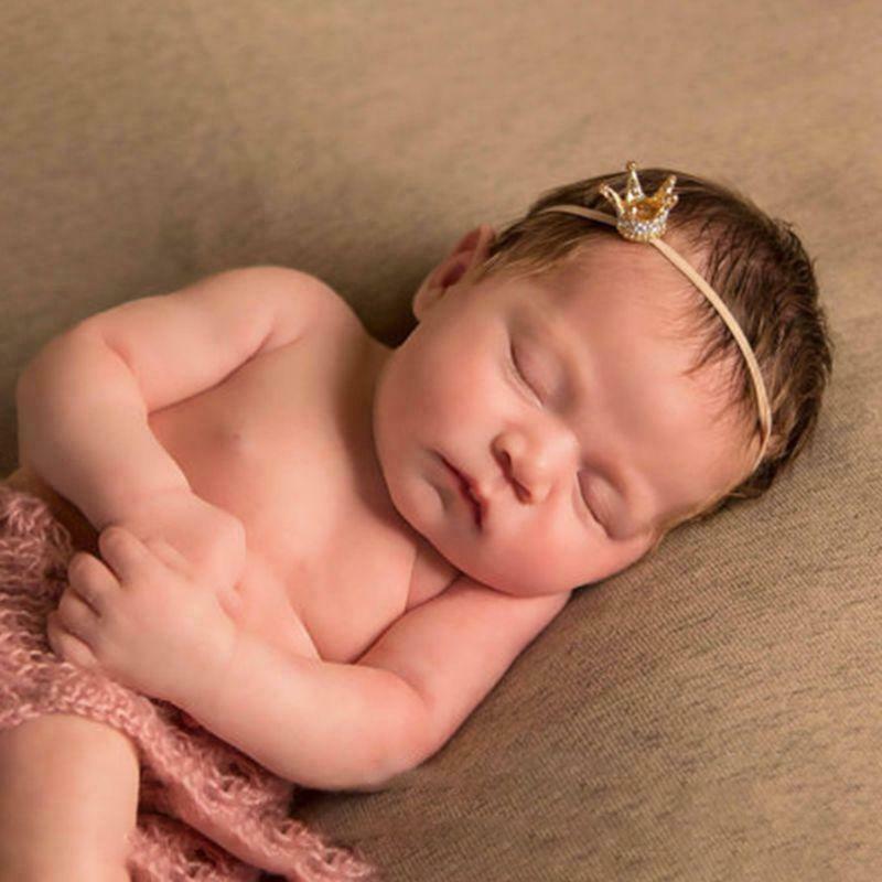 Baby Crown Headband Elastic Hair Band Rhinestone Glittering Fashion Cute Girls