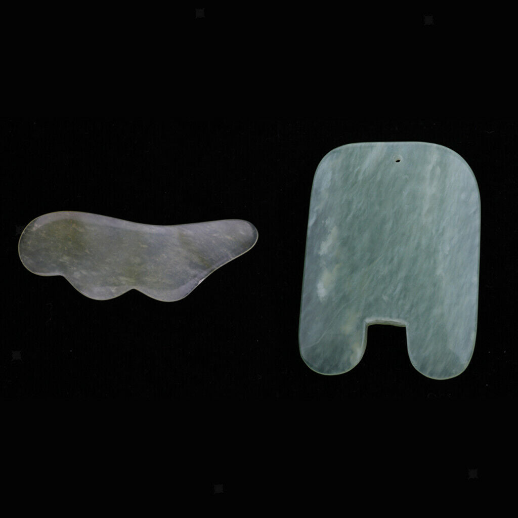 2X Natural Hsiuyen Jade GuaSha Scraping Massage Board Tools SPA Acupuncture