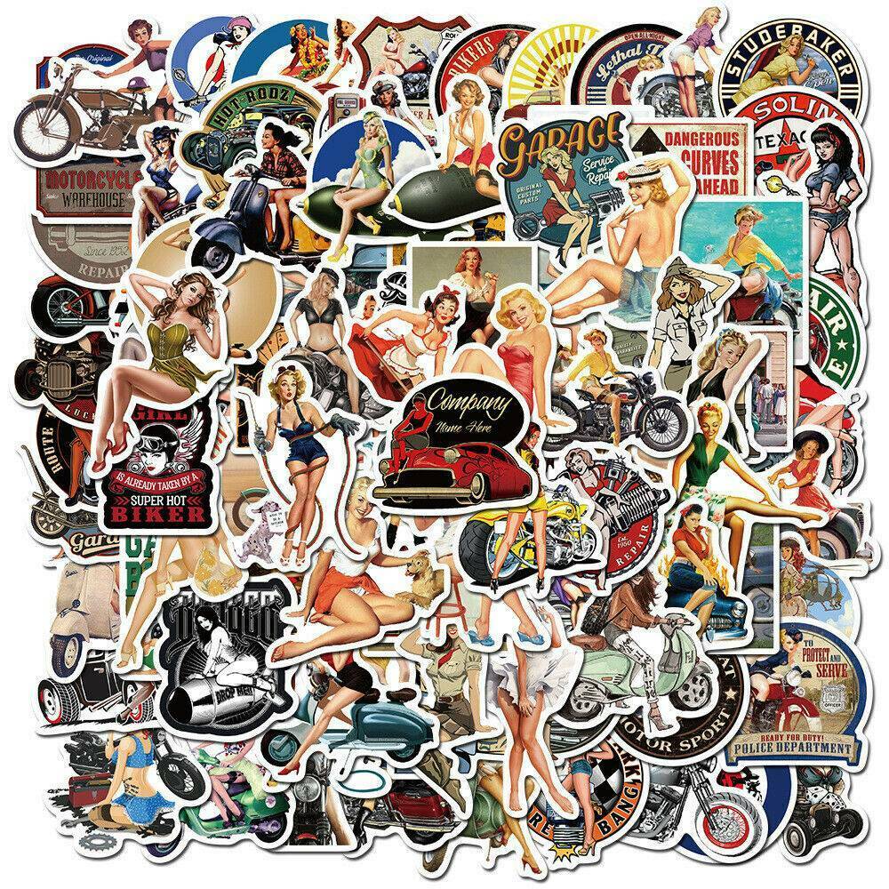 Lots 100Pc Classic Retro Girls Stickers Skateboard Guitar Luggage Motorcycle