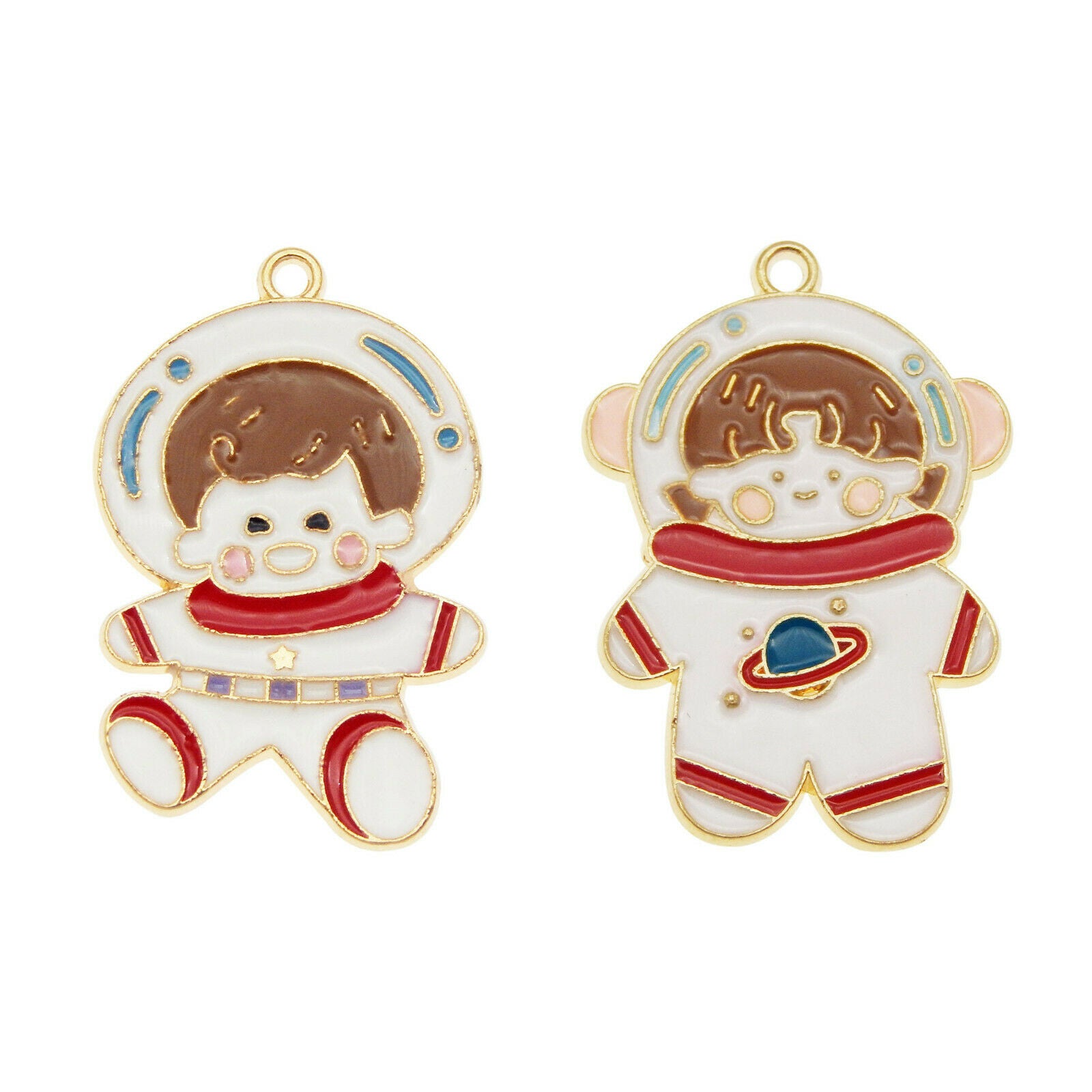 8PC Multi-Color Mixed Astronaut Space Child Charms Pendant Jewelry DIY Findings
