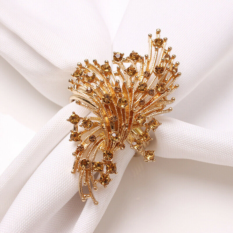 Napkin Holder Champagne Diamond Napkin Ring Christmas Wedding Party Dinne.l8