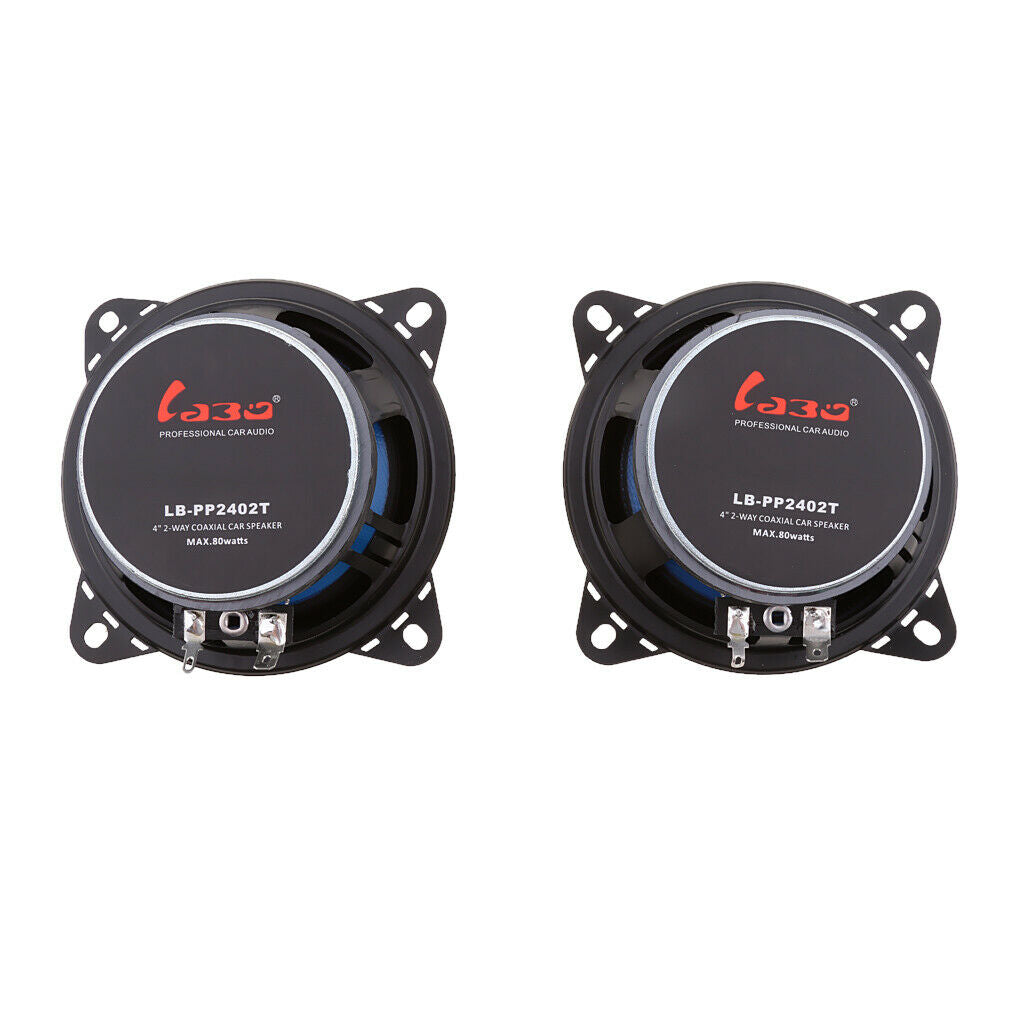 2 Pieces 80 Watts 4'' 2-Way HIFI Coaxial Car Audio Speakers Kits for Car SUV
