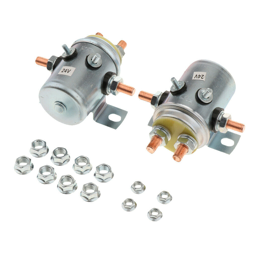 2x Solenoid Relay Switch 6-Terminal for Winch Golf Cart Continuous Duty 24V