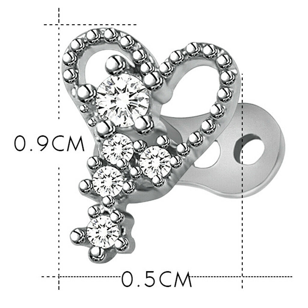 2pcs Dermal Anchor Tops and Base Titanium Steel Piercing Jewelry Heart 2