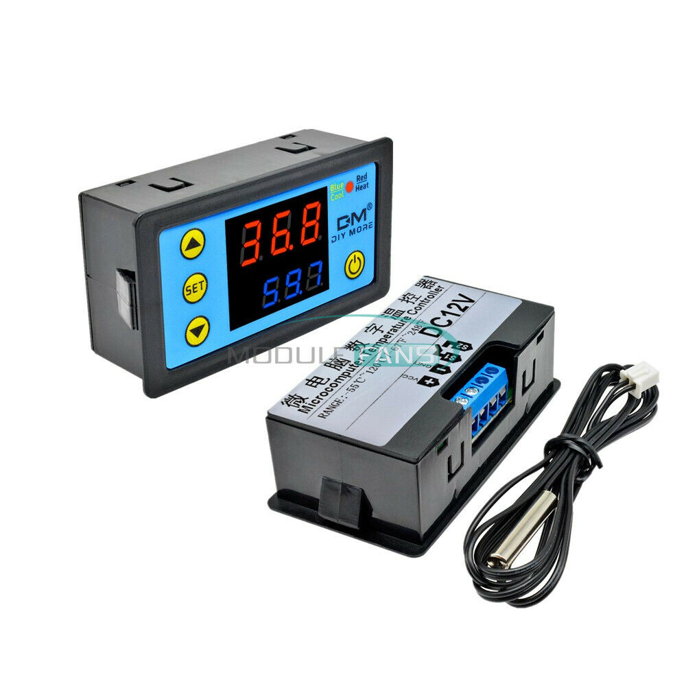 W3231 DC 12V Dual LCD Thermostat Temperature Controller Buzzer Alarm W/ Probe