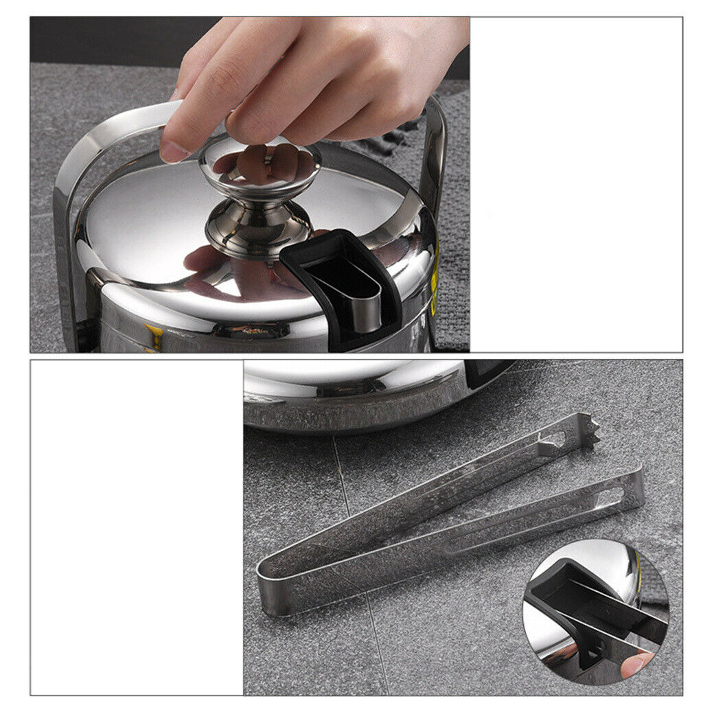 Double Wall Stainless Steel Ice Bucket Beer Wine Cooler with Handle Bar Tool