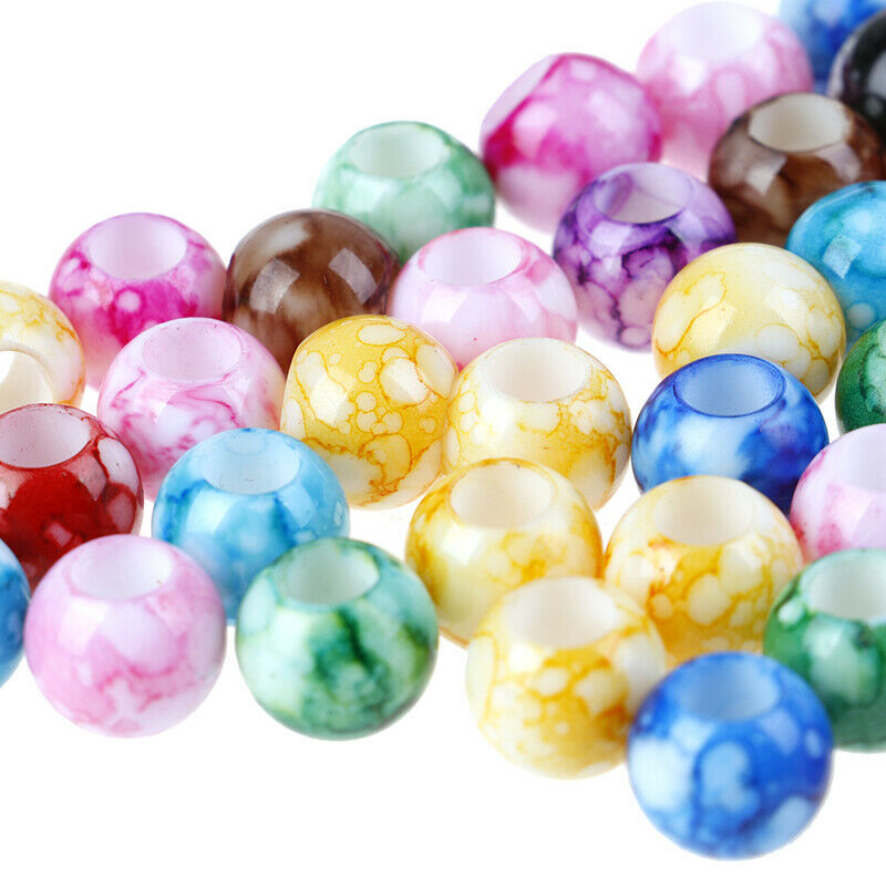 50x Acrylic Round Hair Beads Braids Diy Dreadlock Beads Hair Extension Je.l8